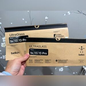 Belkin iPhone 14/13/13 Pro ultra glass screen protectors x2  NWT